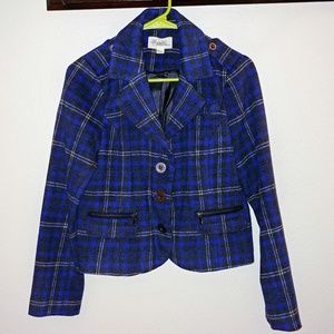 💙FOREVER 21 plaid cropped military jacket size M